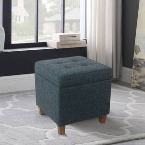 lot 40 image: Square Tufted Storage Ottoman - Textured Navy