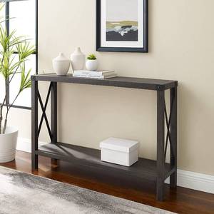 lot 41 image: Walker Edison Sedalia Modern Farmhouse Metal-X Entry Table, 1 Pack, Sable Grey