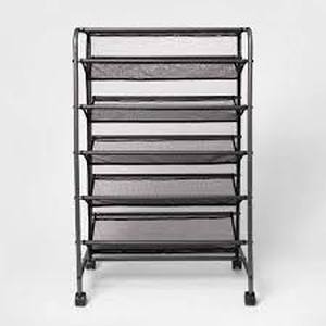 lot 42 image: Double Sided Rolling Shoe Rack Black - Room Essentials