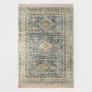 lot 56 image: 3 x 5 Pine Brook Diamond Persian Style Rug Blue - Threshold designed with Studio McGee