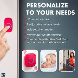 lot 94 image: SadoTech Wireless Doorbell for Home - 1 Push-Button Ringer & 1 Chime Receiver