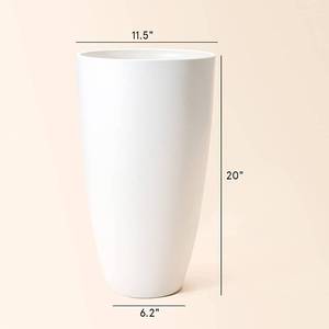 lot 111 image: Set of 2 LA JOLIE MUSE Tall Planters Outdoor Indoor White Stone Flower Pots