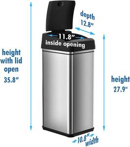 lot 118 image: iTouchless 13 Gallon Stainless Steel Kitchen Trash Can with AbsorbX Odor Filter System