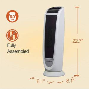 lot 43 image: Lasko 5165 Digital Ceramic Tower Heater, 1500W, White