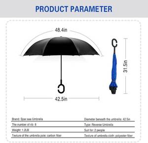 lot 121 image: Siepasa Double Layer Inverted Umbrella with C-Shaped Handle, BlueBlack