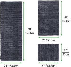 lot 28 image: 100% Cotton Spa Mat Rug Set - Runner, Standard & Small Rugs, Navy Blue