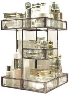 lot 153 image: Brass & Glass 360 Degree Rotating CosmeticsJewelry Organizer