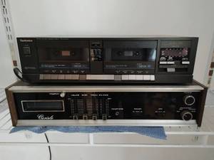 lot 48 image: Technics Dual Cassette Deck & Cariole 8 Track Player Radio