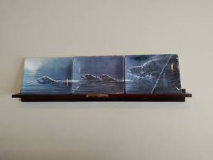 lot 114 image: Night Crossing Collectible Plates and Shelf