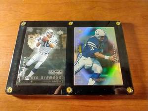 2 Peyton Manning Cards in Plaque - Black Diamond Rookie