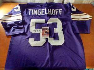 Signed Mick Tingelhoff Vikings Jersey WCOA