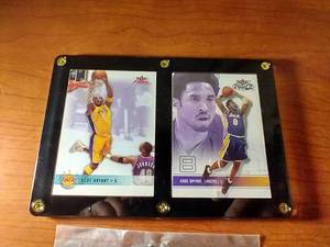 2 Kobe Bryant Cards in Plaque