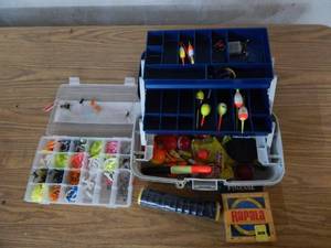 lot 17 image: Plano Tackle Box With Bobbers & Panfish Plastics Kit