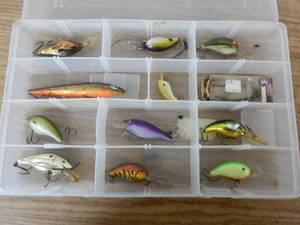 lot 21 image: 12-Fishing Lures-Cordell, Smithwick, Rebel & Others