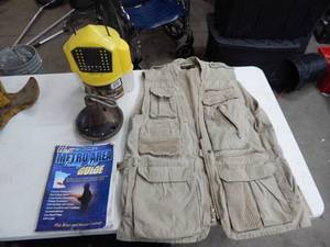 lot 35 image: Fishing Vest, Lake Maps, Anchor & Minnow Bucket