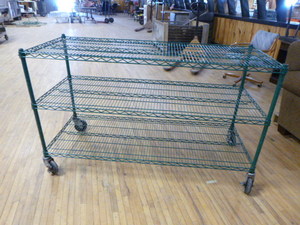 lot 163 image: 3 Tier Wire Shelving on Casters