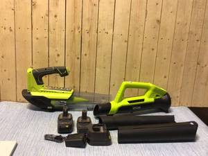 RYOBI ONE 18V 90 MPH 200 CFM Cordless Battery Leaf BlowerSweeper with 2.0 Ah Battery and Charger PLUS Ryobi P21801 Cordless Jet Fan Leaf Blower 100 MPH 280 CFM 18V Lithium-Ion GR M Customer Returns See Pictures