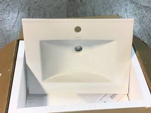 Swiss Madison 24 in. Ceramic Single Faucet Hole Vanity Top in White with White Basin Customer Returns See Pictures