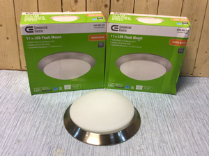 Commercial Electric 11 in. 120-Watt Equivalent Brushed Nickel Integrated LED Flush Mount with Frosted White Glass Shade Customer Returns See Pictures