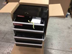 26 in. W 4-Drawer Rolling Cabinet Tool Box Chest in Gloss Black by Husky dented Customer Returns See Pictures