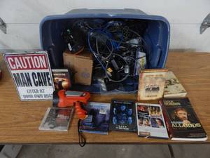 New Man Cave Sign, Spot Light DVDs & Electronic Cables