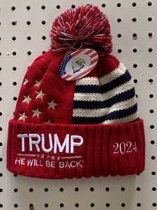 lot 51 image: New Red Trump 2024 Fuzzy Lined Hat