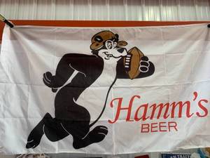 lot 54 image: Hamms Beer Flag  Banner (Approximately 3 x 5)