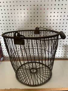 lot 55 image: Antique Wire Basket 11 Tall