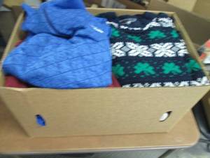 lot 57 image: Box of Assorted Mens Shirts & Swea...