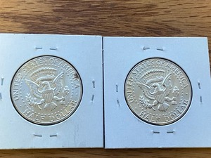 lot 26 image: (2) Kennedy Silver Half Dollars - -...
