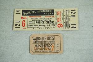 2 Original Circus Tickets - Ringling Bros, 1968 Police