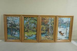 Set of Four Framed Pictures - Four Seasons