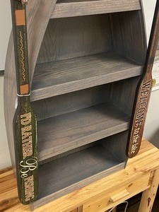 Hand-Crafted Freestanding Wooden Canoe Shelf