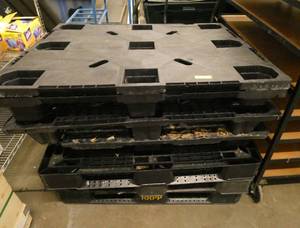 SIX plastic pallets