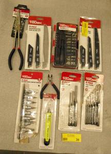 Lot of punch sets, sockets, reciprocating blades, pliers