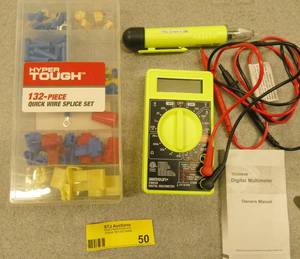 Multimeter (tested and working), chirper, wire splicing kit