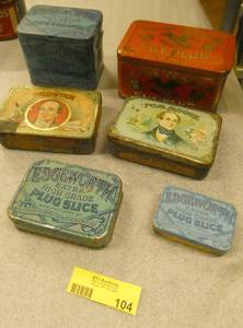 6 vintage tobacco tins