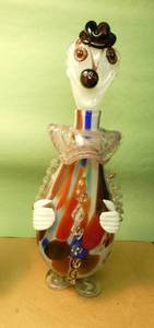 another vintage art glass clown liquor decanter - each one has its own character
