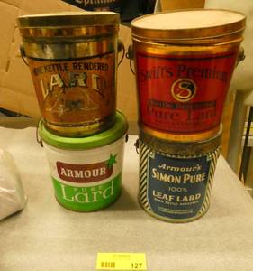 4 vintage Lard tins 4 lb size
