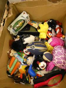 Large box full of toys new and used