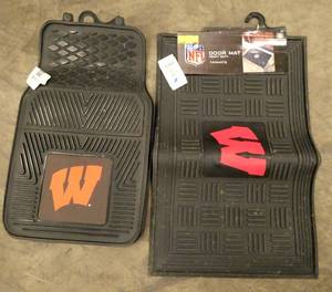 WI Badgers door mat and 2 car floor mats