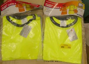 2 Hi-vis shirts with reflective stripes size XL  lime green