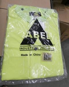 2 New Abel Rain Suits - Pants, Jacket, Hood - Size 6XL - HI-VIS Yellow wreflective stripe model 8101 coatpantshood
