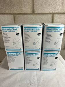 MSRP $150 - Lot Of 300  6 Boxes  50 Per Box Kimberly Clark Tecnol Cone Surgical Mask - NEW IN BOXES