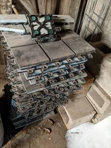 Stack of easy install interlocking slate floor tile squares