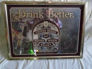 Chivas Regal metal framed mirror. 19 x 14. As shown.