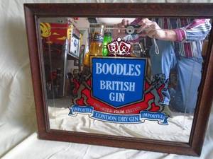 Boodles British Gin wood framed mirror. 23 x 19. As shown.