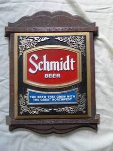 Schmidt Beer plastic sign. 14 x 11. Has a few small cracks. As shown.