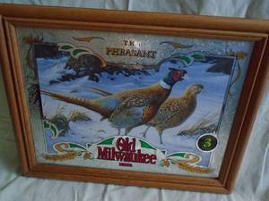 Old Milwaukee wildlife series # 3 wood framed pheasant. 20 x 15. As shown.