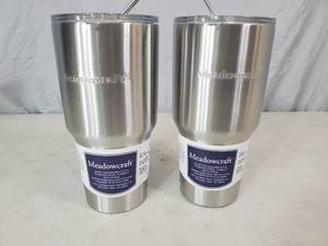 lot 74 image: 2 New 30 oz SS Tumblers with Metal Straws